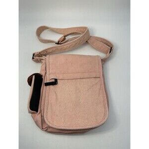 KAVU Canvas Crossbody Messenger Bag Pink Adjustable Strap Pockets 100% Cotton